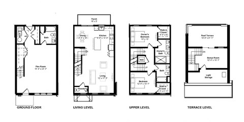Floor plan for 3 beds, 3.5 baths, 2045 sqft